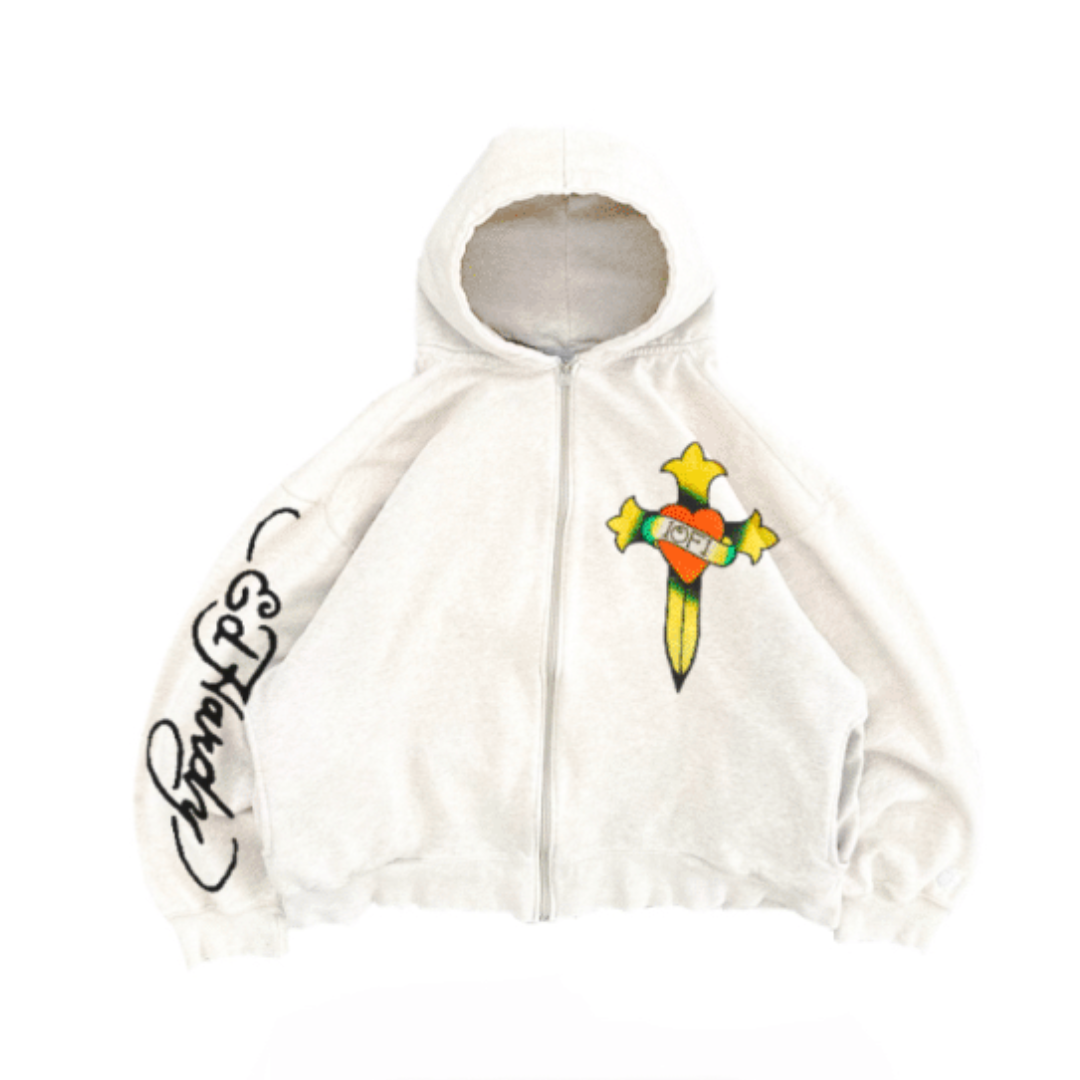 1of1 Ed Hardy "Love Is A Gamble" Zip Up Hoodie