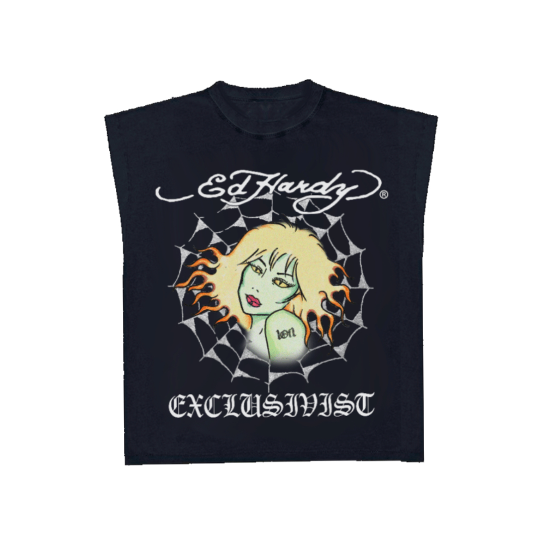 1of1 Ed Hardy "The G1RLnextdoor" Sleeveless Tee Black