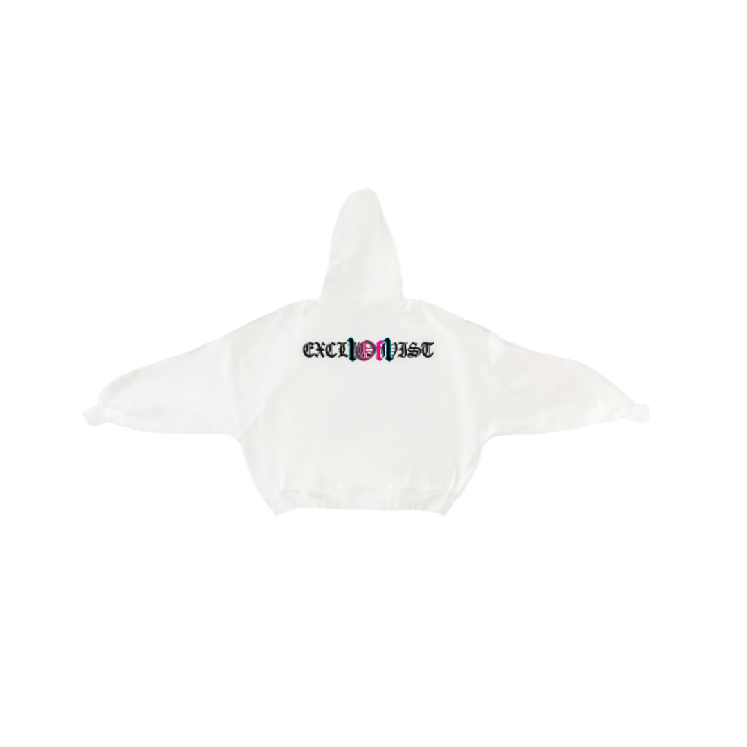 White Hoodie Zip Up "Graduation"