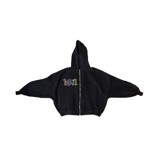 Black Hoodie Zip Up "Street Lights"