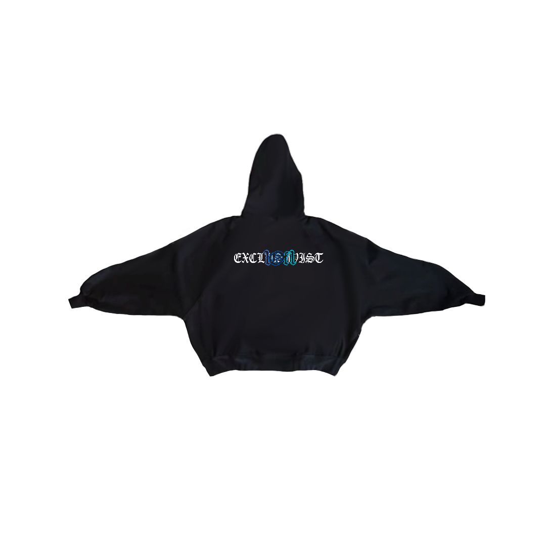 Black Hoodie Zip Up "Atlantic Ocean"