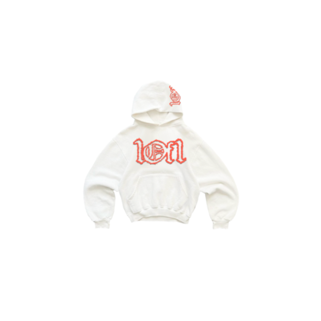 White Hoodie "Red Splash"