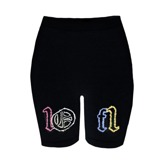 Black Biker Shorts "Street Lights"